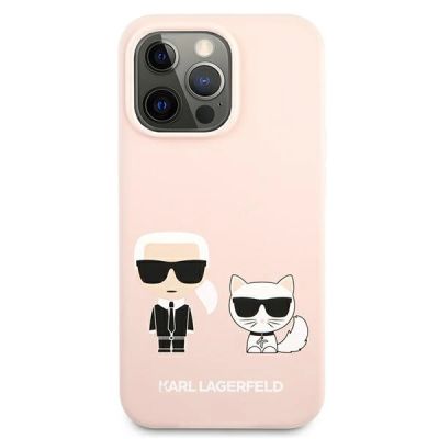 3. Etui Karl Lagerfeld Silicone Karl&Choupette na iPhone 13 Pro / iPhone 13 - jasnoróżowe