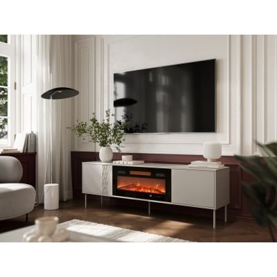 7. Szafka RTV EF + kominek czarny TRESSE 180x40x54,5 kaszmir mat