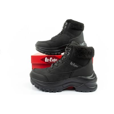 10. Lee Cooper buty sportowe damskie zimowe trekkingowe ocieplane czarne sznurowane