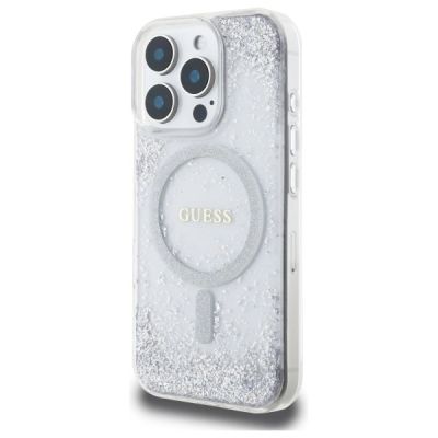 2. Etui Guess Resin Gradient Glitter MagSafe na iPhone 16 Pro - srebrne
