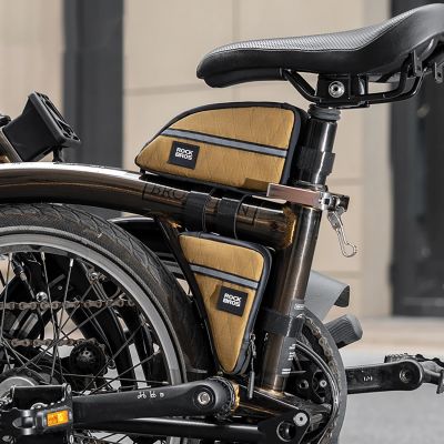 3. Torba trójkątna Rockbros na ramę rowerową 0,3l - brązowa