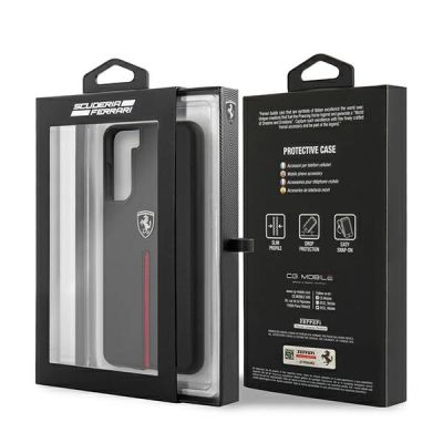 8. Etui Ferrari Off Track Leather Nylon Stripe na Samsung Galaxy S21 - czarne