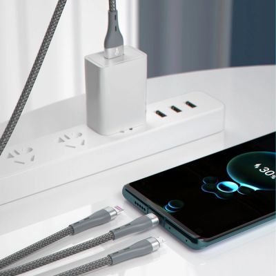 2. Dudao 3w1 kabel USB - Lightning / microUSB/ USB Typ C 65W 1,2m szary (L20X)
