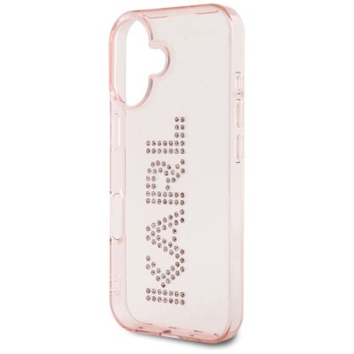 6. Etui Karl Lagerfeld IML Rhinestones Logo na iPhone 16 - różowe