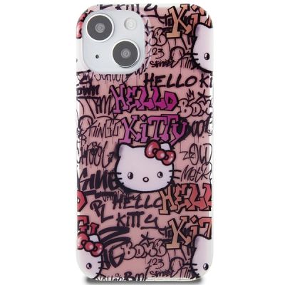 3. Etui Hello Kitty IML Tags Graffiti na iPhone 15 - różowe