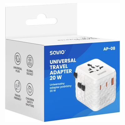 3. SAVIO UNIWERSALNY ADAPTER PODRÓŻNY 20W AP-08