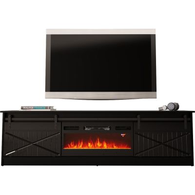 2. Szafka RTV GRANERO+kominek 200x56,7x35 czarny/czarny poł