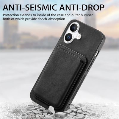 11. Etui na iPhone 17 ze skóry syntetycznej z odpinanym uchwytem na karty kompatybilne z MagSafe - czarne