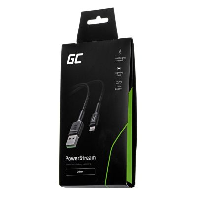 3. GREEN CELL KABEL KABGC24 GC POWERSTREAM USB-A - LIGHTNING 30CM, SZYBKIE ŁADOWANIE