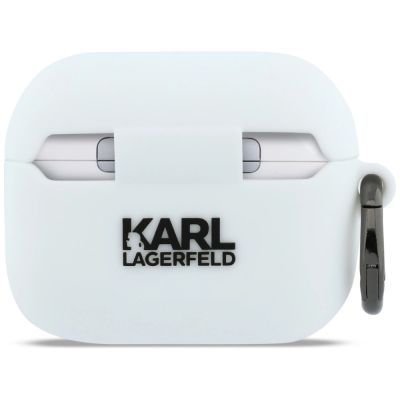 3. Etui Karl Lagerfeld Silicone Karl Head 3D na AirPods Pro 3 - białe