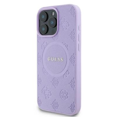 2. Etui Guess Saffiano Peony Classic Logo MagSafe na iPhone 16 Pro Max - fioletowe