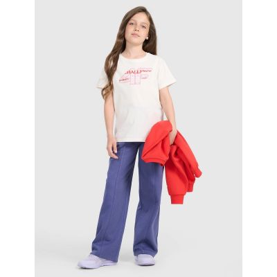 Spodnie dresowe z szerokimi nogawkami dziewczęce 4F 4FJRAW25TTROF1598-33S