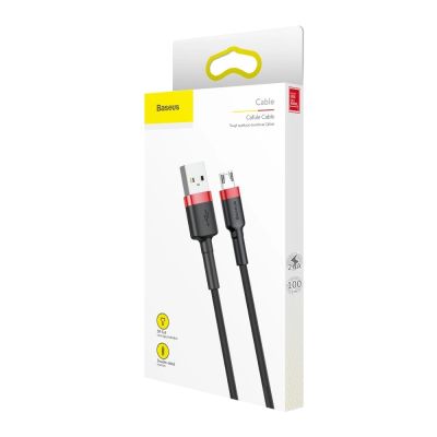 12. Kabel Baseus Cafule Cable CAMKLF-B91 USB-A / micro USB 2.4A 1 m - czarno-czerwony