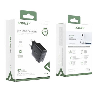 5. Acefast szybka ładowarka sieciowa USB Typ C 20W Power Delivery czarny (A1 EU black)