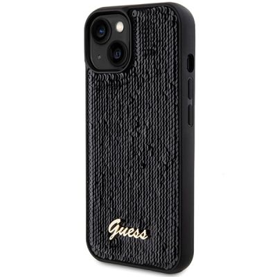 2. Etui Guess Sequin Script Metal na iPhone 14 / 15 / 13 - czarne