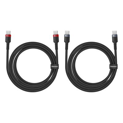 5. Kabel Baseus Cafule USB-C / USB-C 100W 1 m - czerwono-czarny i czarno-szary (2 szt.)