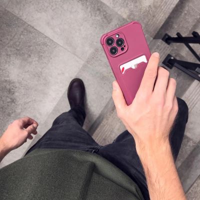 8. Card Armor Case etui pokrowiec do iPhone 12 Pro portfel na kartę silikonowe pancerne etui Air Bag pomarańczowy