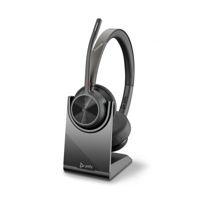 28. POLY Zestaw słuchawkowy Voyager 4320-M z certyfikatem Microsoft Teams + adapter BT700 + stacja ładująca