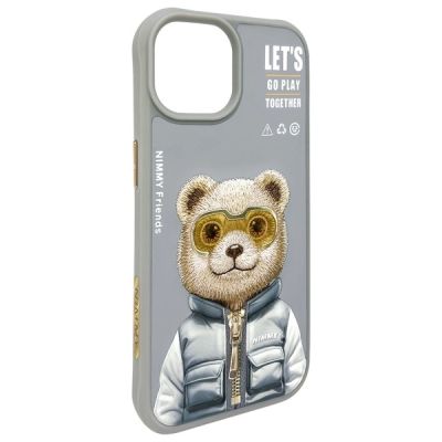 6. Etui Nimmy Cool&Cute 2.0 Bear do iPhone 15 - szare
