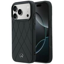 Etui Mercedes Leather Crossed Lines MagSafe na iPhone 17 Pro / 18 Pro - czarne