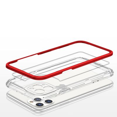 5. Clear 3in1 etui do iPhone 11 Pro Max żelowy pokrowiec z ramką czerwony