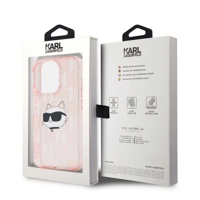 8. Etui Karl Lagerfeld IML Choupette Head & Monogram na iPhone 15 Pro Max - różowe