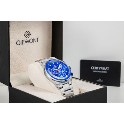 8. Zegarek Męski Giewont Chronograph Sapphire Srebrno Niebieski GW9140-B3