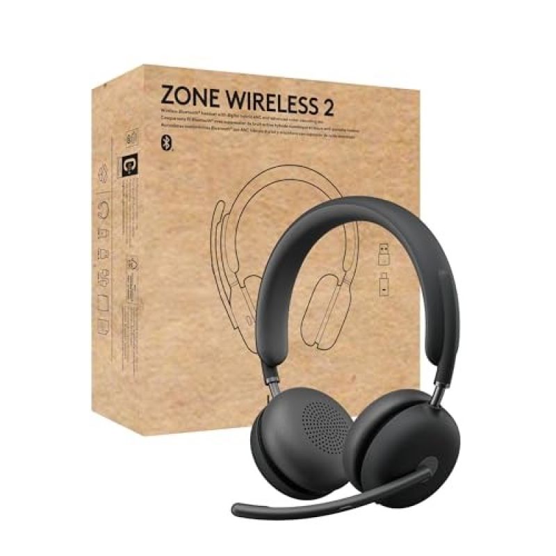 7. Logitech Zone Wireless 2 Zestaw słuchawkowy Przewodowy i Bezprzewodowy Opaska na głowę Biuro/centrum telefoniczne USB Type-C Bluetooth Grafitowy