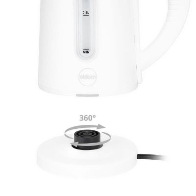 9. ELDOM CZAJNIK BEZPRZEWODOWY 185B TRIPO BIAŁY 1000W 0,8 L, BPA FREE, IZOLOWANY