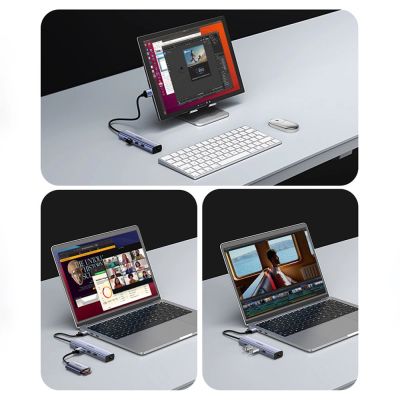 20. Ugreen wielofunkcyjny adapter HUB USB 3.0 - 3 x USB / Ethernet RJ-45 / USB Typ C PD szary (CM475)