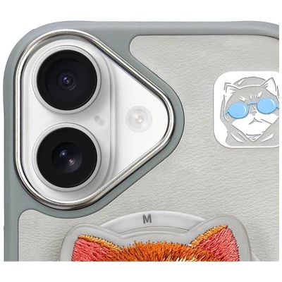 6. Etui Nimmy Glasses Cool Cat MagSafe na iPhone 16 - szare