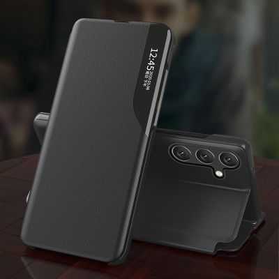 3. Eco Leather View Case etui do Samsung Galaxy S25 z klapką podstawka - czarne