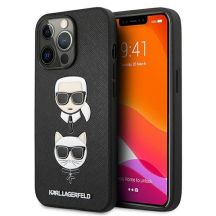 Etui Karl Lagerfeld Saffiano Karl&Choupette Head na iPhone 13 Pro / 13 - czarne