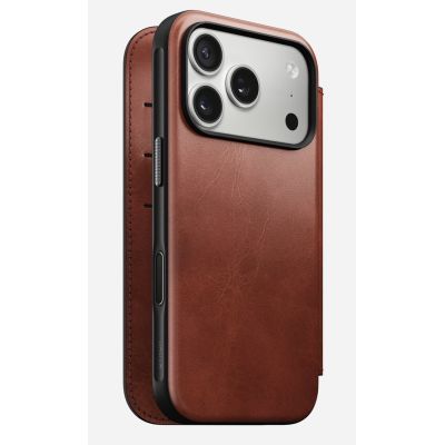 NOMAD Modern Leather Folio - skórzane etui do iPhone 17 Pro kompatybilne z MagSafe, skóra Horween (olde dublin)