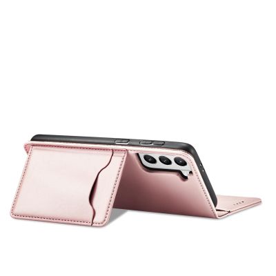 8. Magnet Card Case etui do Samsung Galaxy S22+ (S22 Plus) pokrowiec portfel na karty kartę podstawka różowy
