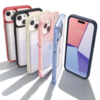 12. Etui Spigen Crystal Hybrid na iPhone 15 Plus - przezroczysto-beżowe