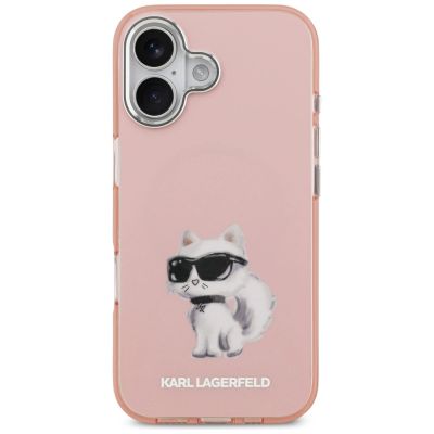 3. Etui Karl Lagerfeld IML Aquarelle Choupette & Logo MagSafe na iPhone 17 - różowe