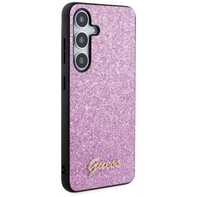 12. Etui Guess Glitter Script na Samsung Galaxy S24+ - fioletowe