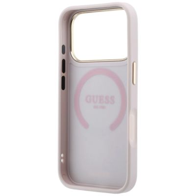 7. Etui Guess Stripe Peony 4G Logo MagSafe na iPhone 17 Pro Max / 18 Pro Max - różowe