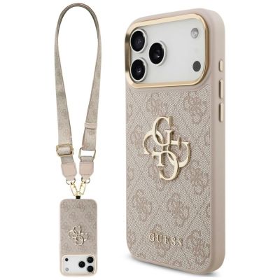Etui Guess 4G Big 4G Classic Logo Big Strap Metal Buttons na iPhone 18 Pro Max / 17 Pro Max - różowe