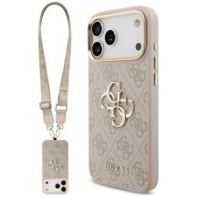 Etui Guess 4G Big 4G Classic Logo Big Strap Metal Buttons na iPhone 18 Pro Max / 17 Pro Max - różowe