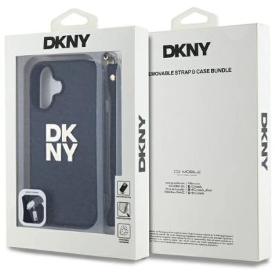 7. Etui DKNY Wrist Strap Stock Logo na iPhone 16 - czarne