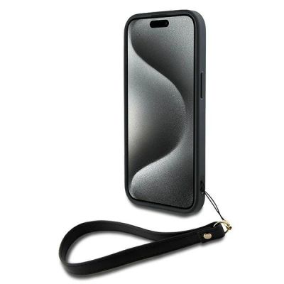 6. Etui DKNY Wrist Strap Stock Logo na iPhone 15 / 14 / 13 - czarne