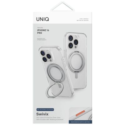 4. Etui UNIQ Swivix 360 Rotating Kickstand na iPhone 16 Pro - przezroczyste