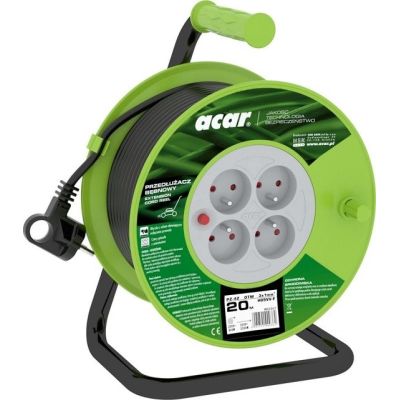 Przedłużacz zwijany Acar PZ-4Z/OTM H05VV-F 3G1.0 20M (czarny)