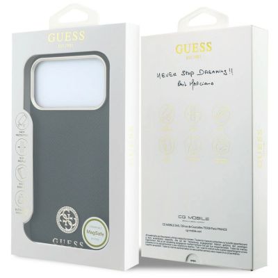 8. Etui Guess Grained Round Strass Logo MagSafe na iPhone 18 Pro / 17 Pro - czarne