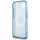 7. Etui Guess IML Metal Glitter 4G Circle Triangle MagSafe na iPhone 16e - niebieskie