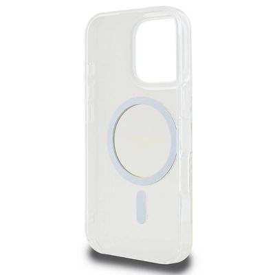 7. Etui Guess IML Glitter Circle MagSafe na iPhone 16 Pro Max - przezroczyste
