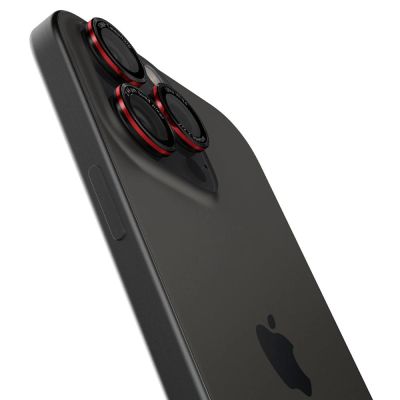 5. Szkło hartowane Spigen Optik Pro L-Series Glas.tR EZ Fit na aparat do iPhone 14 Pro / Pro Max / 15 Pro / Pro Max / 16 Pro / 16 Pro Max / 17 Pro / 17 Pro Max - czarne z czerwoną obwódką