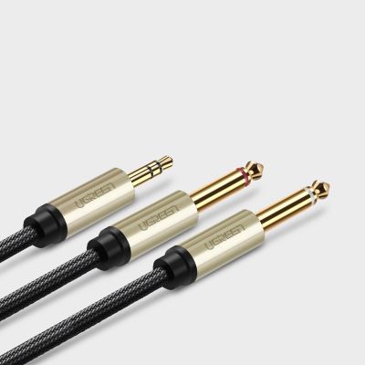 6. Ugreen kabel przewód audio mini jack 3,5 mm - 2 x jack 6,35mm 2m szary (AV126)